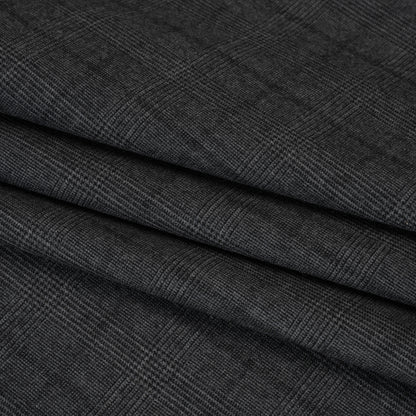 Super 130 Wool Suiting Made in Italy - Black and Gray Glen Plaid - Deadstock