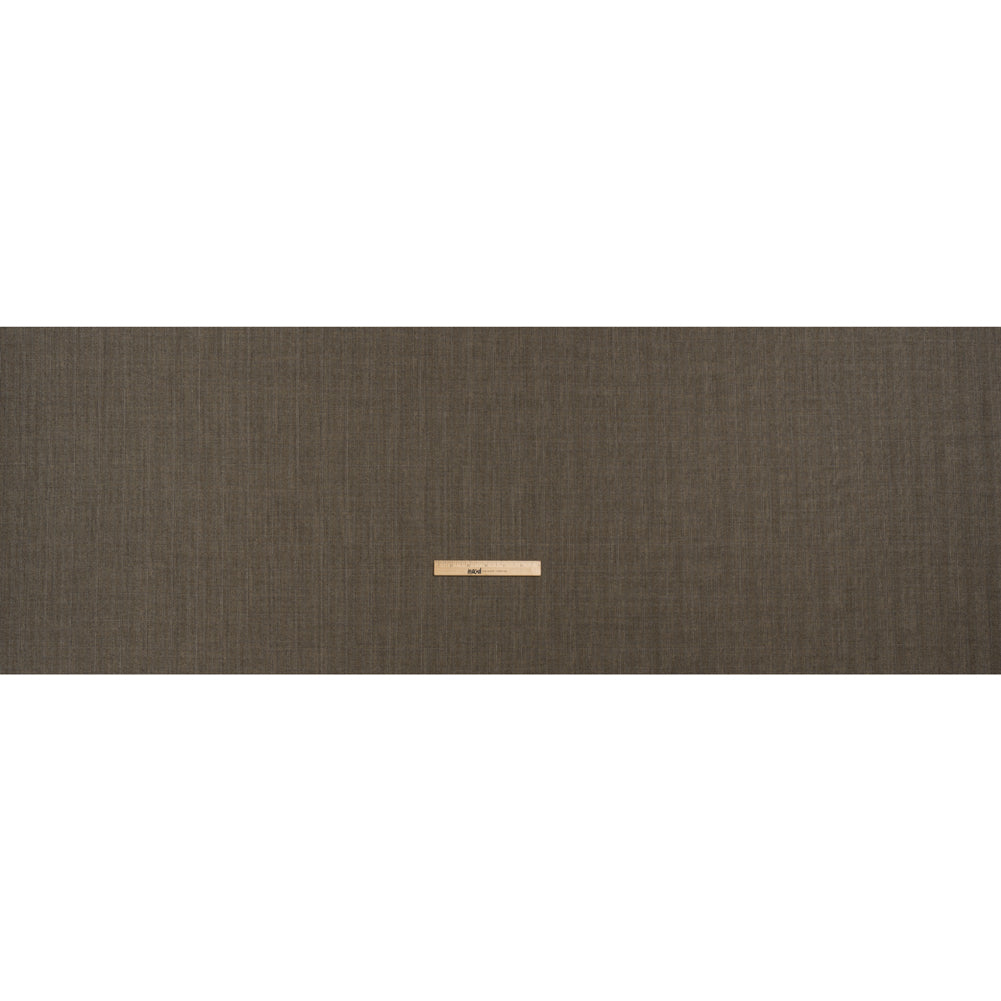 Super 130 Wool Twill Suiting Made in Italy - Beige and Brown Plaid - Deadstock - Full