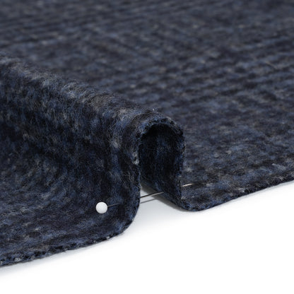 Alpaca and Wool Blend Felted Coating Made in Italy - Blue and Gray Tweedy Plaid - Deadstock