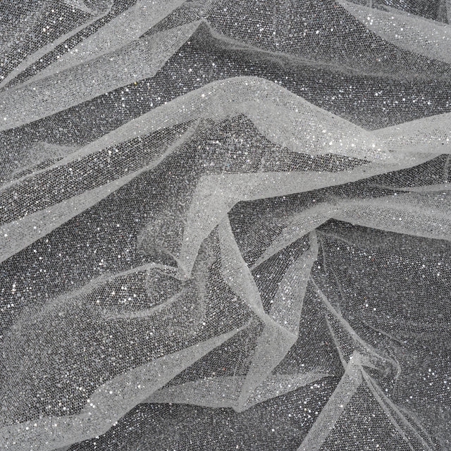 Glitter Tulle 5-yard Bundle - Silver on White
