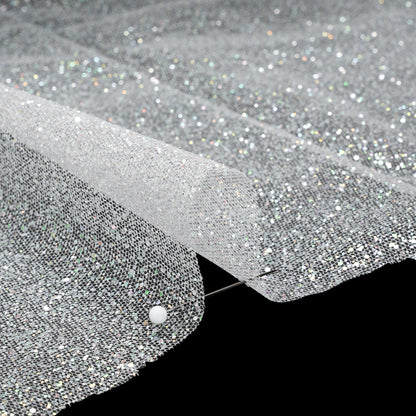 Glitter Tulle 5-yard Bundle - Iridescent on White
