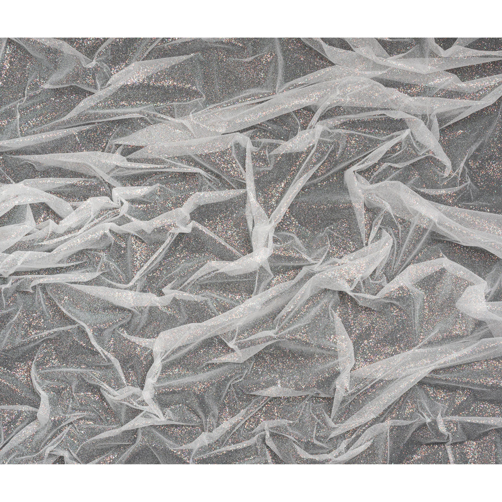 Glitter Tulle 5-yard Bundle - Iridescent on White - Full