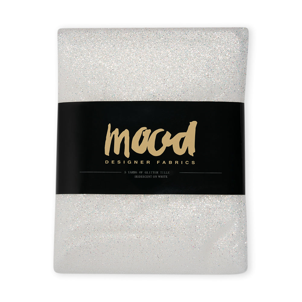 Glitter Tulle 5-yard Bundle - Iridescent on White - Packaged