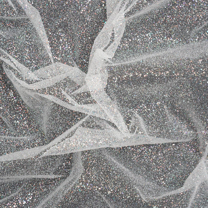Glitter Tulle 5-yard Bundle - Iridescent on White