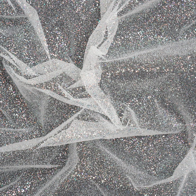 Glitter Tulle 5-yard Bundle - Iridescent on White