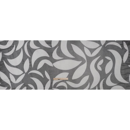 Stretch Polyester Mesh Print - Ivory and Black Abstract - Designer Deadstock Full
