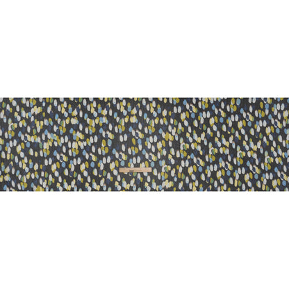 Crinkled Polyester Chiffon Print - Black, Blue and Yellow Abstract Spots - Designer Deadstock