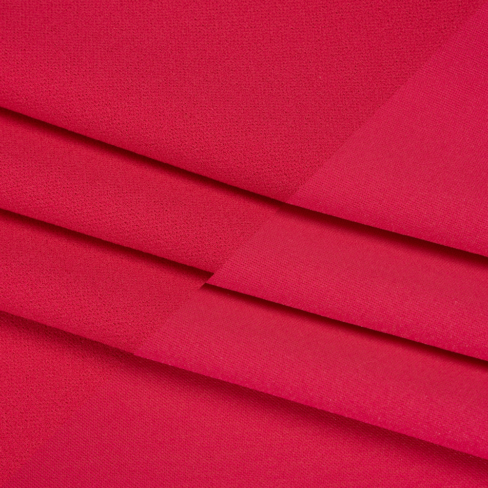 Stretch Polyester Crepe Double Knit - Raspberry - Designer Deadstock - Folded