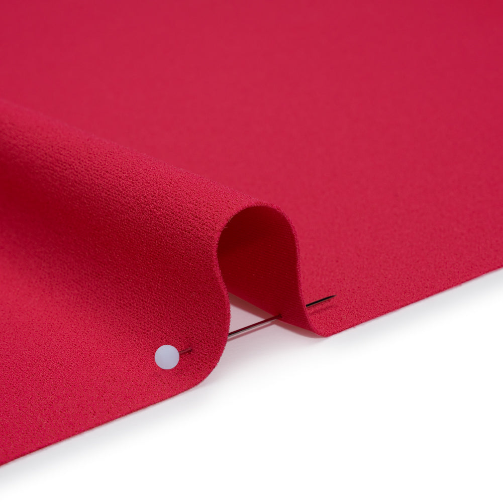 Stretch Polyester Crepe Double Knit - Raspberry - Designer Deadstock - Detail