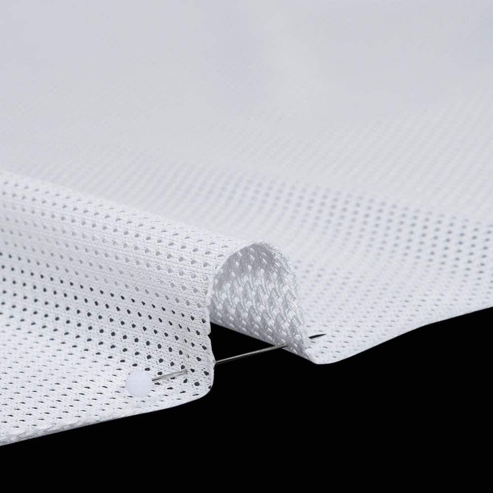 Polyester Athletic Mesh - White - Designer Deadstock - Detail
