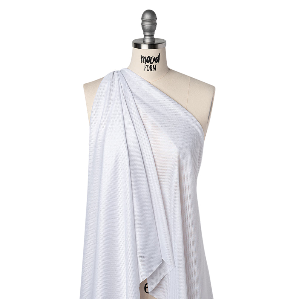 Polyester Athletic Mesh - White - Designer Deadstock - Drape