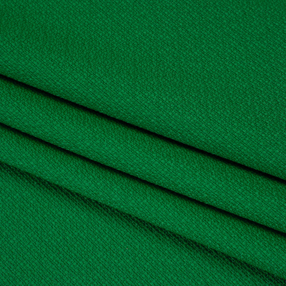 Textured Polyester Woven - Kelly Green - Designer Deadstock - Folded