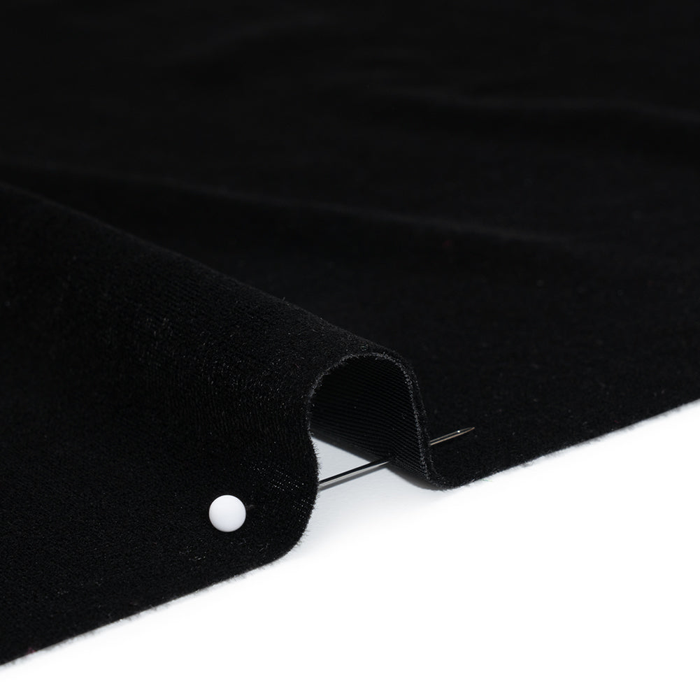 Stretch Polyester Velour - Black - Designer Deadstock Detail