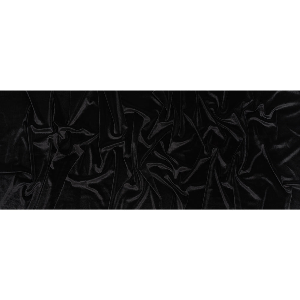 Stretch Polyester Velour - Black - Designer Deadstock Full