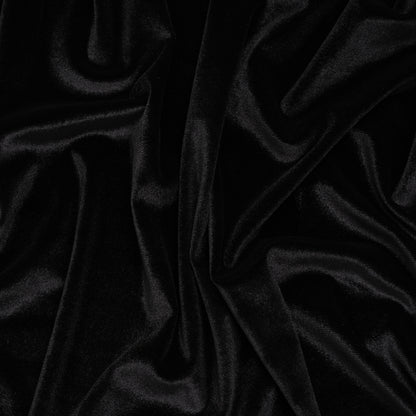 Stretch Polyester Velour - Black - Designer Deadstock