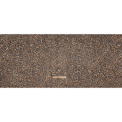 Crinkled Polyester Chiffon Print with Metallic Gold Pinstripes - Black, Brown and Beige Abstract Animal Spots - Designer Deadstock Full