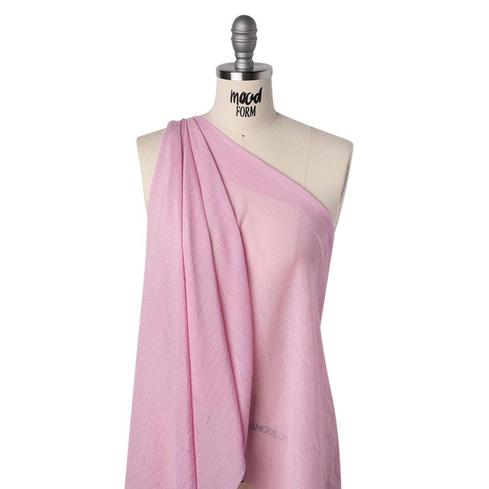 Slubbed Rayon and Polyester Woven - Prima Pink - Designer Deadstock - Folded