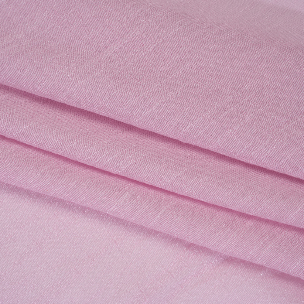 Slubbed Rayon and Polyester Woven - Prima Pink - Designer Deadstock - Detail