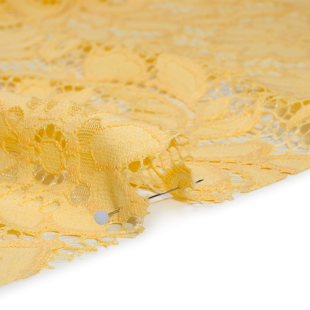 Nylon and Cotton Re-Embroidered Lace - Sunshine Yellow Floral - Designer Deadstock - Full - Image 4 of 5