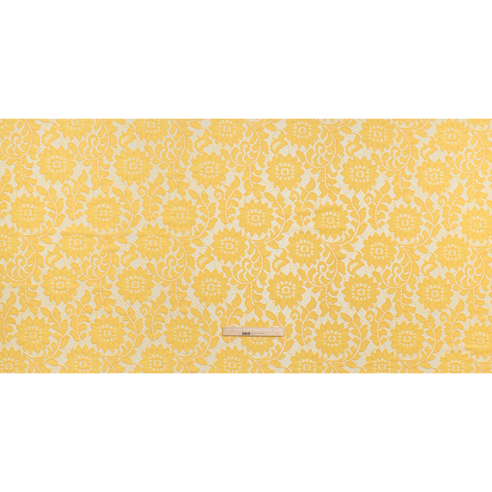 Nylon and Cotton Re-Embroidered Lace - Sunshine Yellow Floral - Designer Deadstock - Full - Image 5 of 5