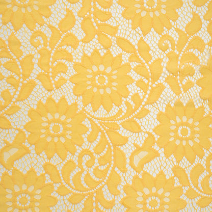 Nylon and Cotton Re-Embroidered Lace - Sunshine Yellow Floral - Designer Deadstock