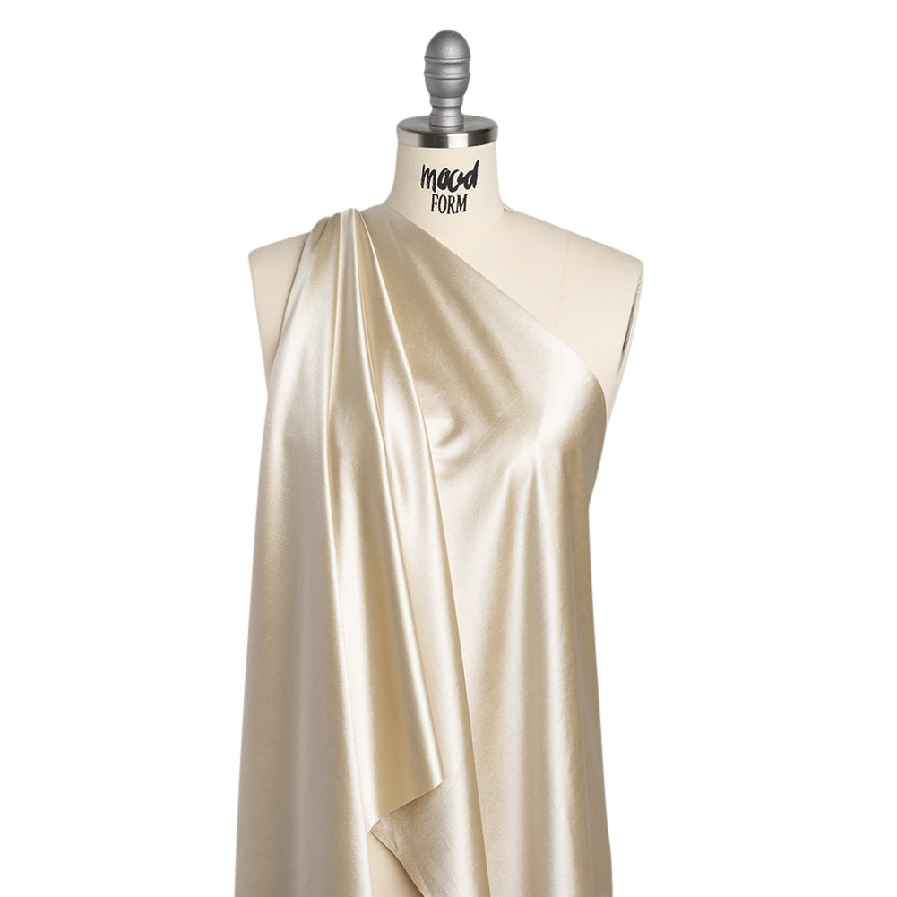 Satin-Faced Stretch Polyester Knit - Champagne Gold - Designer Deadstock - Drape