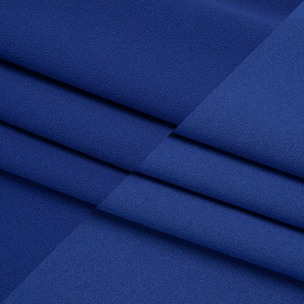Stretch Polyester Crepe Double Knit - Cobalt Blue - Designer Deadstock - Folded