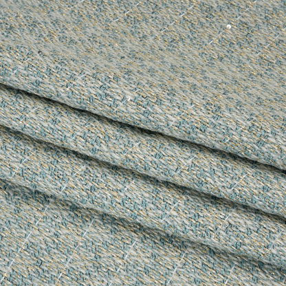 Metallic Wool Blend Tweed with Baby Sequins - Aqua, White and Gold - Deadstock