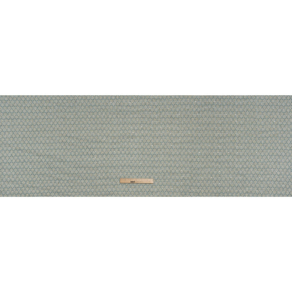 Metallic Wool Blend Tweed with Baby Sequins - Aqua, White and Gold - Deadstock - Full