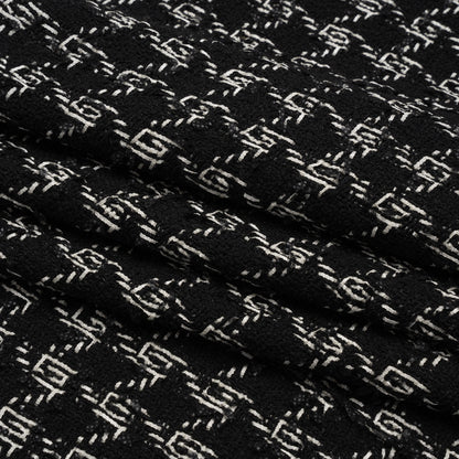 Crepe Polyester Woven - Black and White Plaid - Deadstock