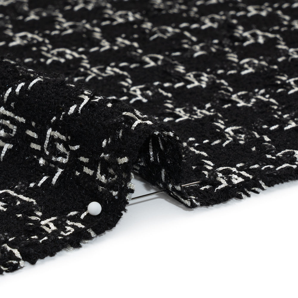 Crepe Polyester Woven - Black and White Plaid - Deadstock - Detail