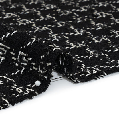 Crepe Polyester Woven - Black and White Plaid - Deadstock