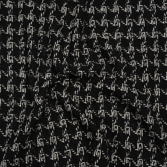 Crepe Polyester Woven - Black and White Plaid - Deadstock