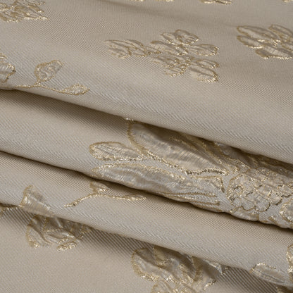 Metallic Brocade - Beige and Gold Blossoming Stems
