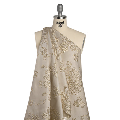 Metallic Brocade - Beige and Gold Blossoming Stems