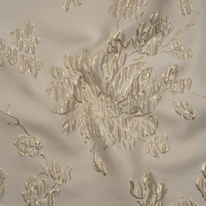 Metallic Brocade - Beige and Gold Blossoming Stems