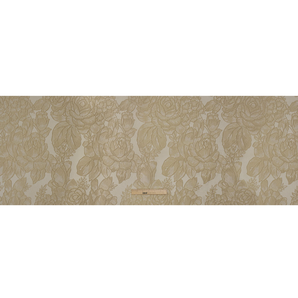 Polyester Brocade - Beige Cabbage Roses - Full
