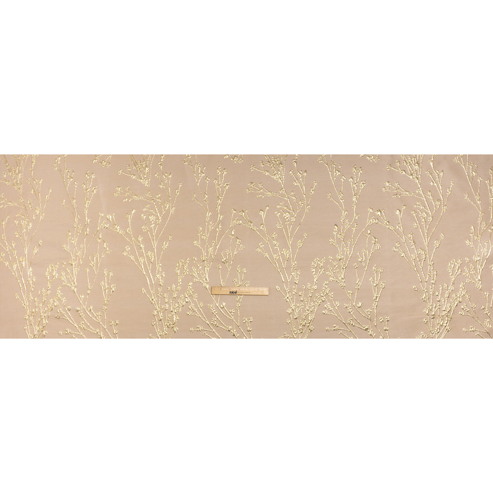Metallic Brocade - Beige and Gold Flowering Branches - Full