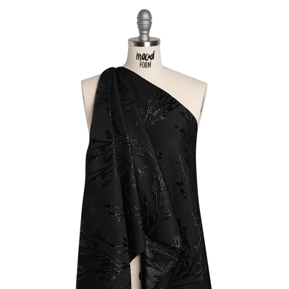 Metallic Brocade - Black on Black Flowering Branches - Drape