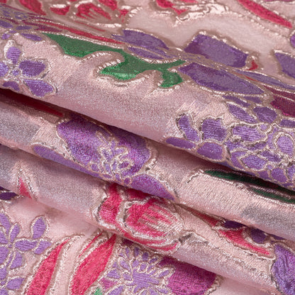 Metallic Burnout Brocade - Purple, Pink and Rose Gold Festive Florals