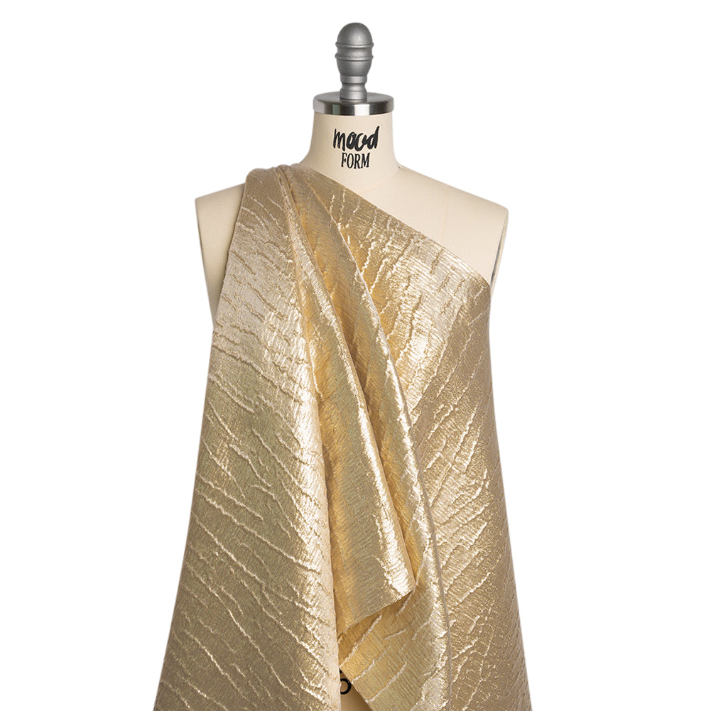 Metallic Brocade - Gold Subtle Wrinkles - Kylie Collection - Drape