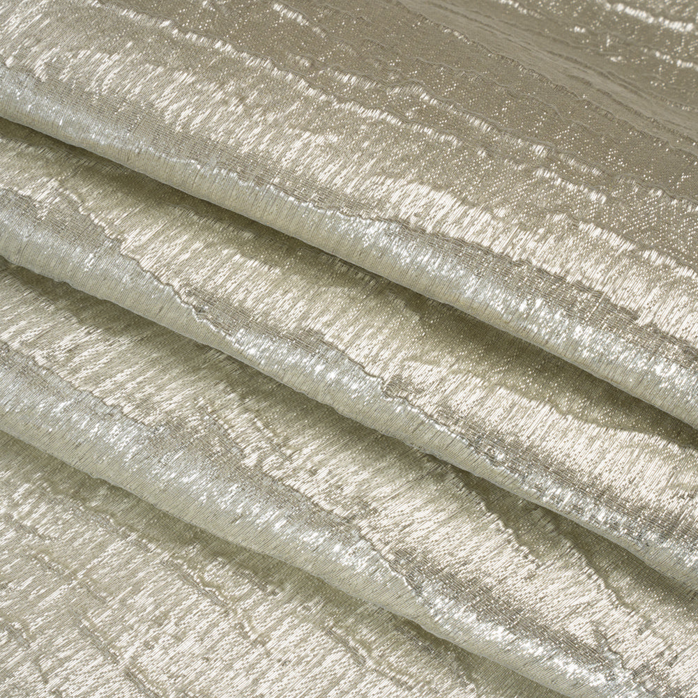 Metallic Brocade - Silver Subtle Wrinkles - Kylie Collection - Folded