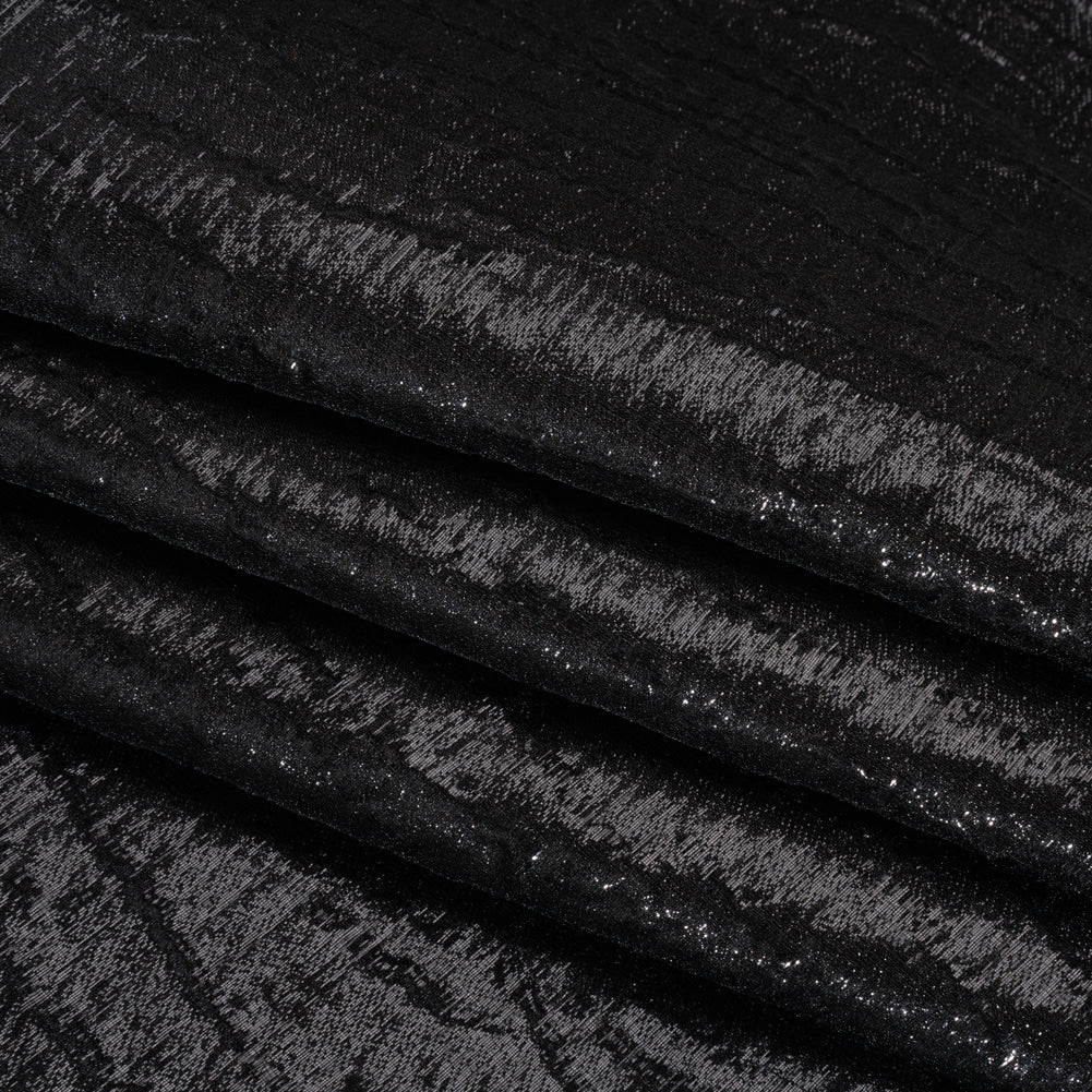 Metallic Brocade - Black Subtle Wrinkles - Kylie Collection - Folded