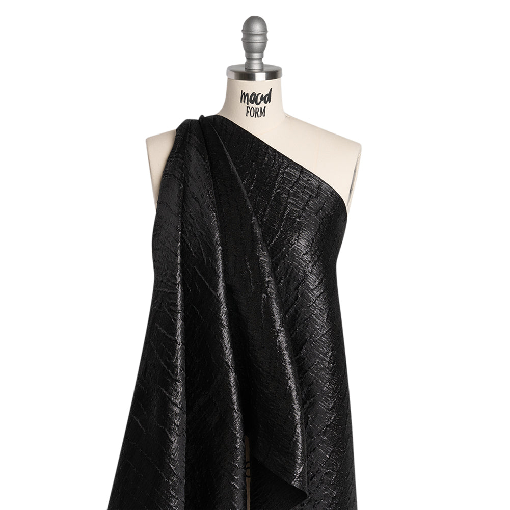Metallic Brocade - Black Subtle Wrinkles - Kylie Collection - Drape