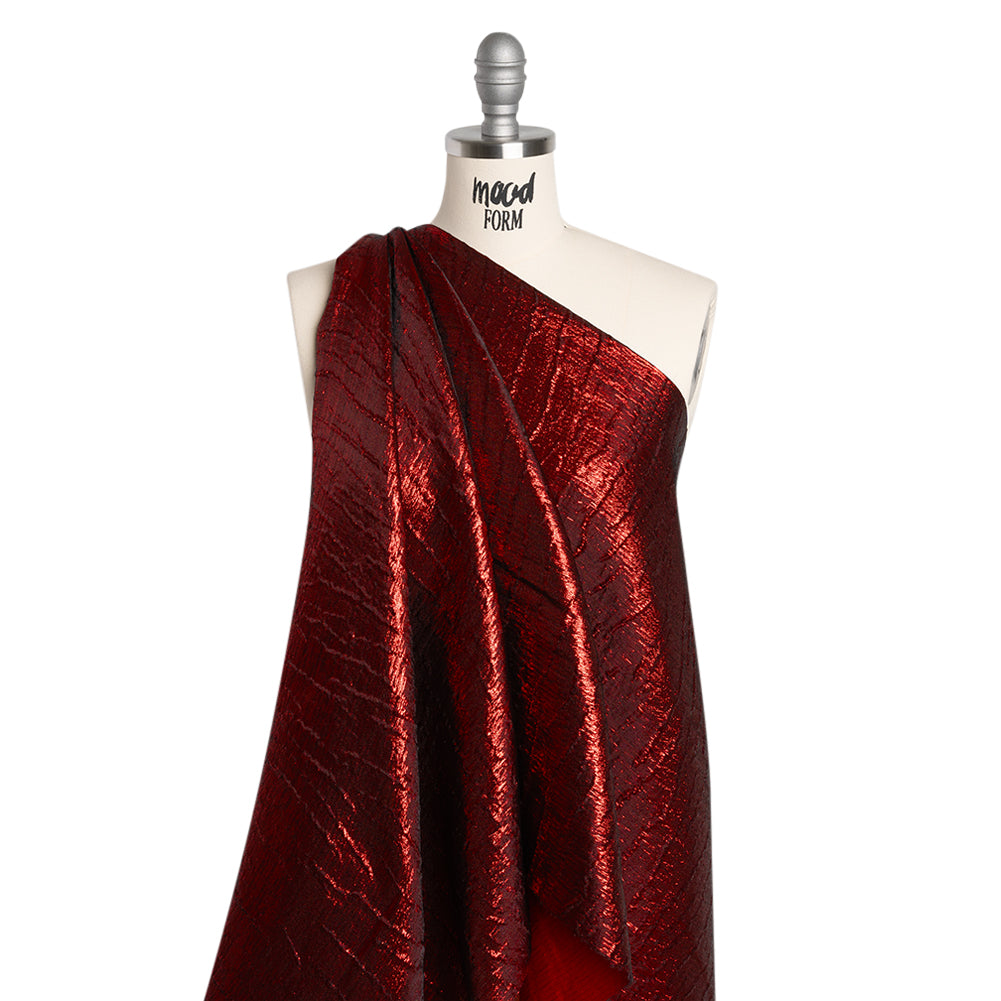 Metallic Brocade - Red Subtle Wrinkles - Kylie Collection - Drape