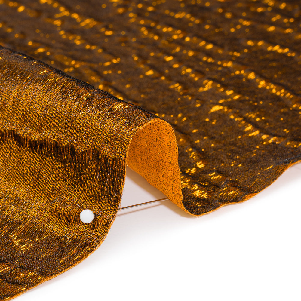 Metallic Brocade - Orange Subtle Wrinkles - Kylie Collection - Detail