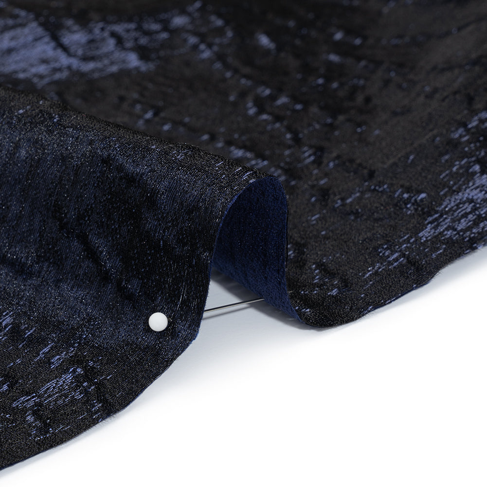 Metallic Brocade - Navy Blue Subtle Wrinkles - Kylie Collection - Detail