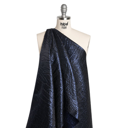 Metallic Brocade - Navy Blue Subtle Wrinkles - Kylie Collection