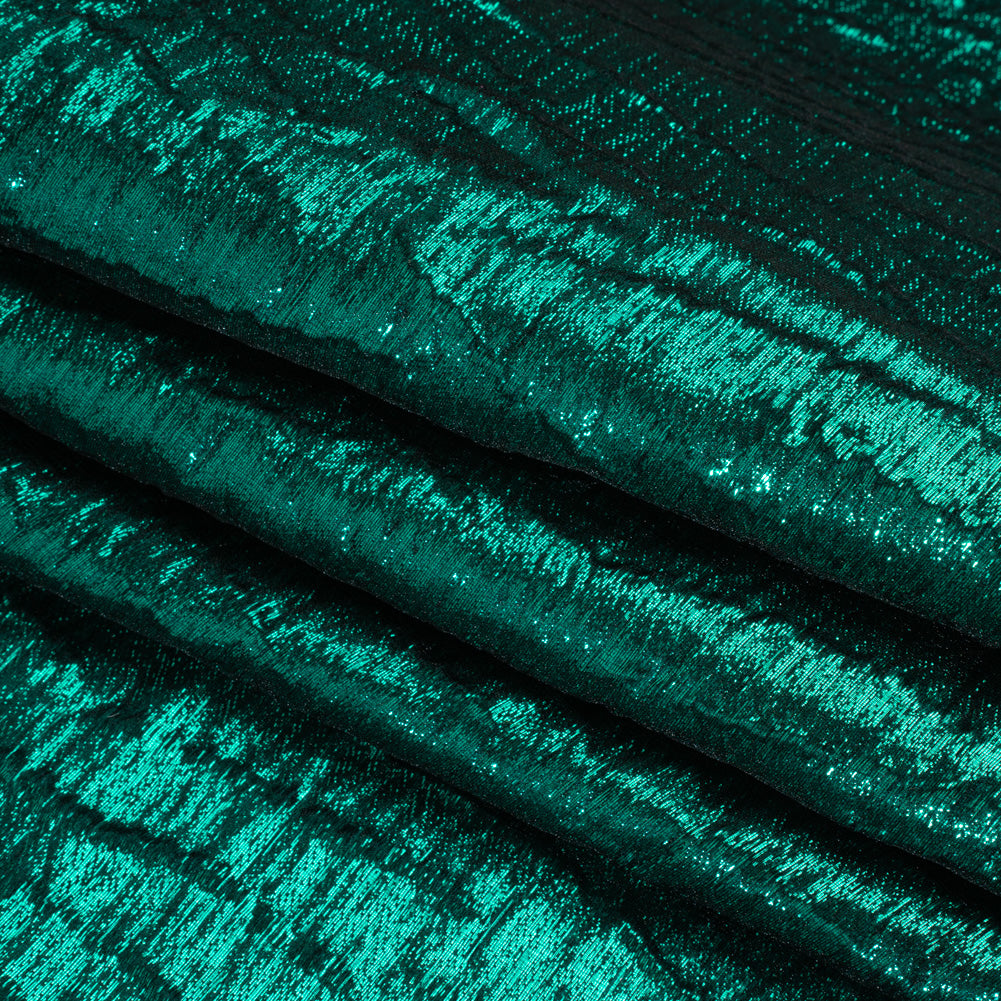 Metallic Brocade - Bright Teal Subtle Wrinkles - Kylie Collection - Folded