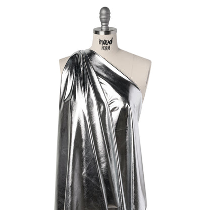 Knit Faux Leather with PET Anodized Aluminum Film - Silver - Elizabeth Collection